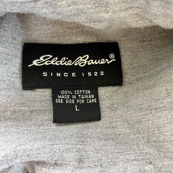 Eddie Bauer Long Sleeve Button Down Shirt Grey Cotton Men's Large - Picture 7 of 8